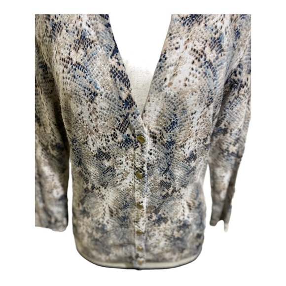 White House black market womens cardigan snap buttons snake rayon size medium - Picture 2 of 12